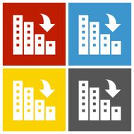 Apartment Buildings icon on square buttons N3