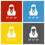 Businesswoman icon on square buttons N9