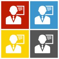 Businessman icon on square buttons N27