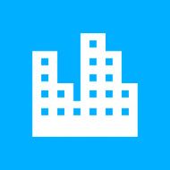 Office Buildings icon on a blue background