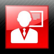 Businessman icon on a square button N56