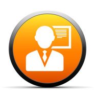 Businessman icon on a round button N122