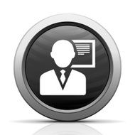 Businessman icon on a round button N128