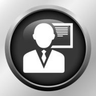 Businessman icon on a round button N131