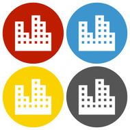 Office Buildings icon on circle buttons