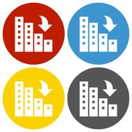 Apartment Buildings icon on circle buttons N3