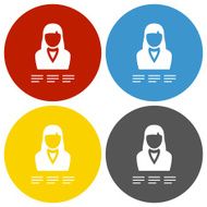 Businesswoman icon on circle buttons N7