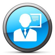 Businessman icon on a round button N137