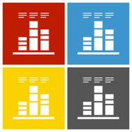 Bar Graph icon on square buttons N37
