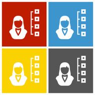 Businesswoman icon on square buttons N11