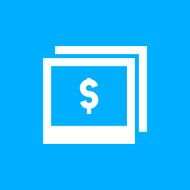 Photography Sale icon on a blue background