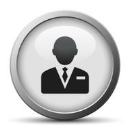 Businessman icon on a silver button N16