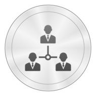 Leadership icon on a round button N16