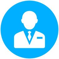 Businessman icon on a round button N146