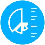 Coxcomb Chart icon on a round button N28