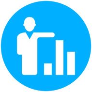 Businessman icon on a round button N147