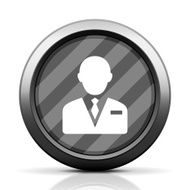 Businessman icon on a round button N148