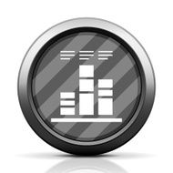 Bar Graph icon on a round button N145