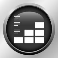 Bar Graph icon on a round button N148