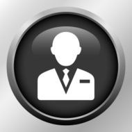 Businessman icon on a round button N152