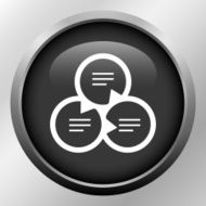Venn Diagram icon on a round button N45
