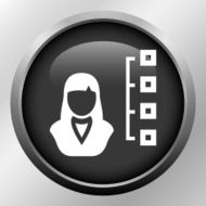 Businesswoman icon on a round button N44