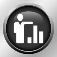 Businessman icon on a round button N153