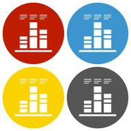 Bar Graph icon on circle buttons N30