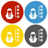 Businesswoman icon on circle buttons N9