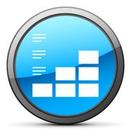 Bar Graph icon on a round button N152