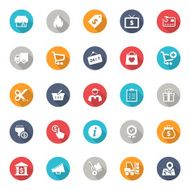 Shopping Icons with long shadow