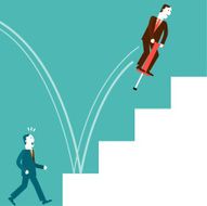 Pogo Stick Jumping Businessman