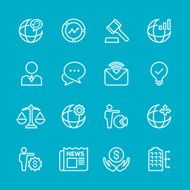 Line Globe Business Icon Set