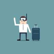 Man with snorkel and suitcase illustration vector cartoon