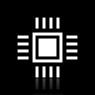 Computer Chip icon on a black background N3