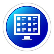 Computer icon on a round button