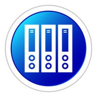 Computer Server icon on a round button