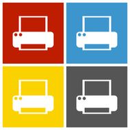 Computer Printer icon on square buttons