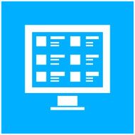 Computer icon on a blue background