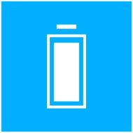 Battery icon on a blue background