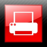 Computer Printer icon on a square button N2