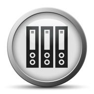 Computer Server icon on a silver button