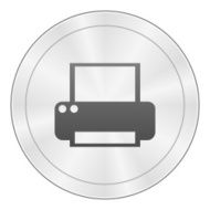 Computer Printer icon on a round button N4