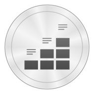 Bar Graph icon on a round button N156