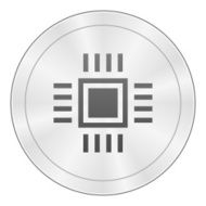 Computer Chip icon on a round button N13