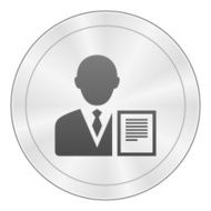 Businessman icon on a round button N161