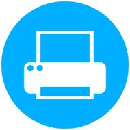 Computer Printer icon on a round button N5