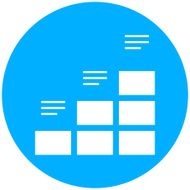 Bar Graph icon on a round button N157