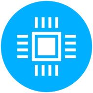 Computer Chip icon on a round button N14