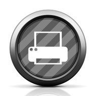 Computer Printer icon on a round button N6